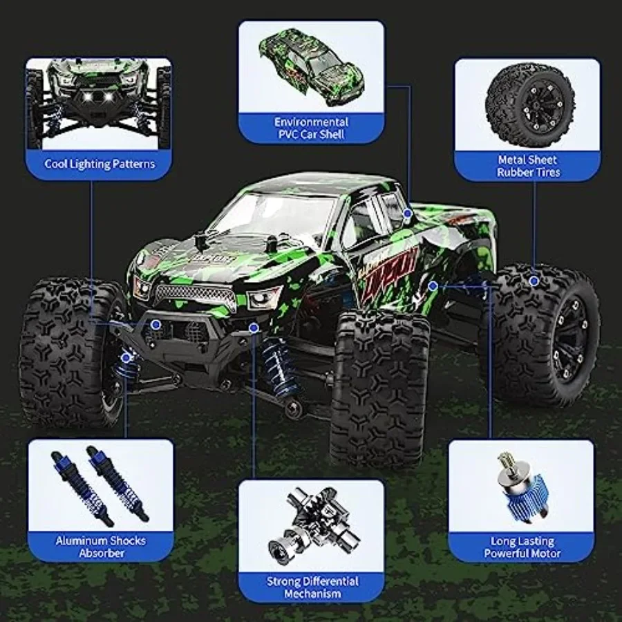 1:18 Scale All Terrain RC Car 40KPH High Speed 4WD Remote Control Vehicle with 2 Rechargeable Batteries 4X4 Off Road Monster Tr