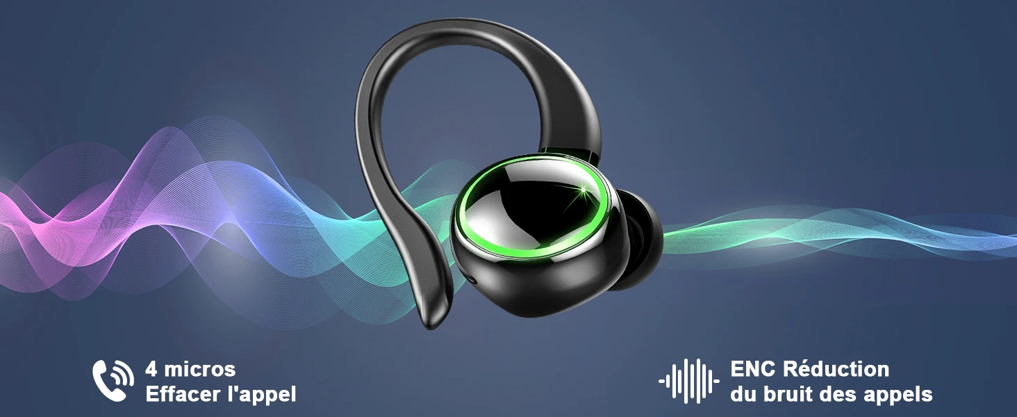 Wireless Earbuds Sports, Bluetooth Headphones 5.3, 4 ENC Noise Cancelling Mic, IP7 Waterproof Headset, 48H Playback.