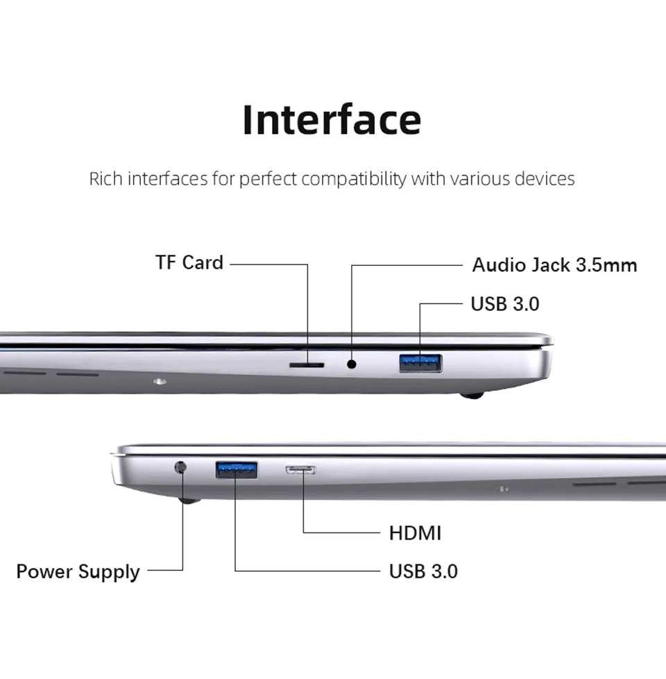 Xiaman 14.1 Inch HD Display Laptop Computer Windows 11 Pro Intel Atom A3950 Laptops Lightweight Notebook PC Office Study Computer
