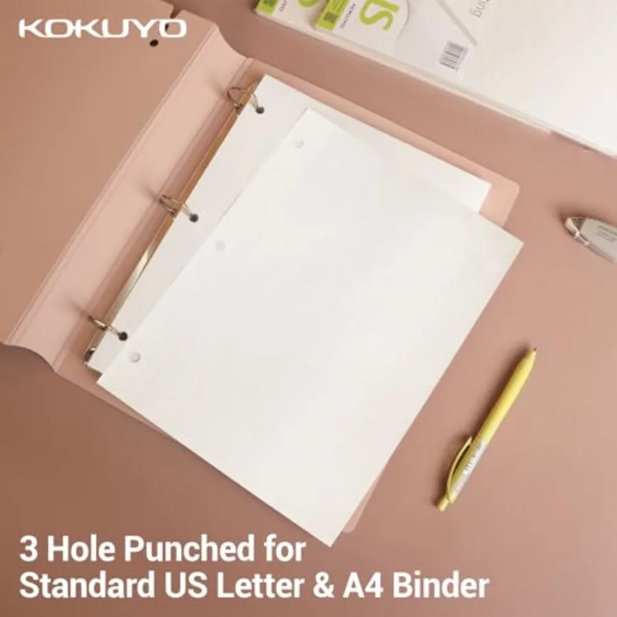 Kokuyo Campus Loose Leaf Paper for 3 Ring Binders, 8-1/4"x11", College Ruled Notebook Paper, 100 Sheets, 70 GSM Japanese Smooth