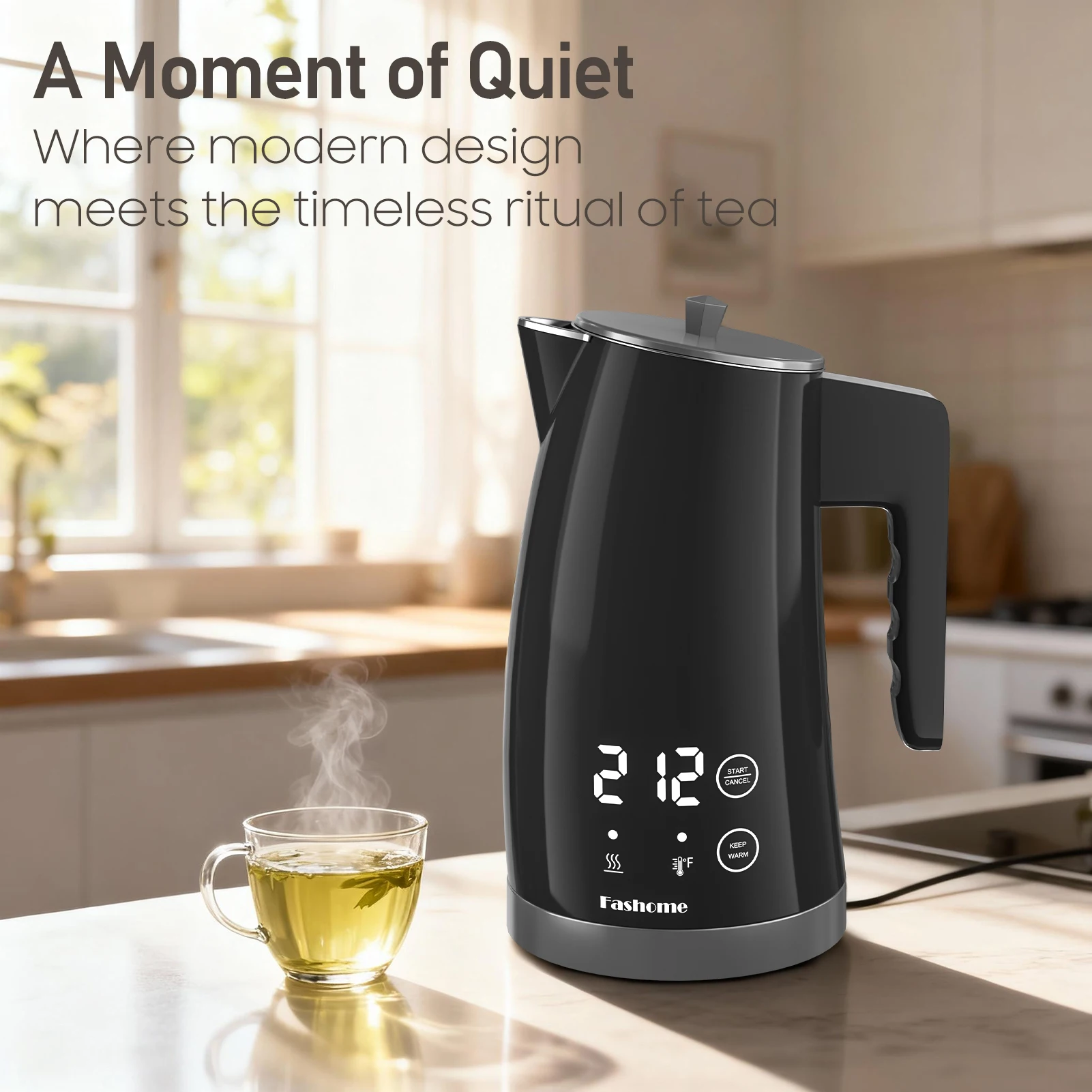 1.25L Electric Kettle Temperature Control, 1200W Fast Boil Electric Tea Kettle, Digital LED Display, 304 Stainless Steel Inner, Auto Shut Off, 2Hour Keep Warm, Hot Water Boiler For Coffee & Tea
