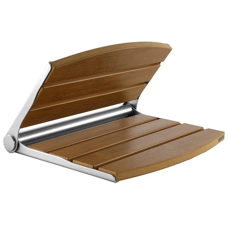 Foldable Shower Seat Wall Mounted, 17.7" Folding Shower Bench with Supportive Backrest, Fold-Down Bathroom Corridor Seat with Stainless Steel Frame for Adults Seniors, 400LBS Loading
