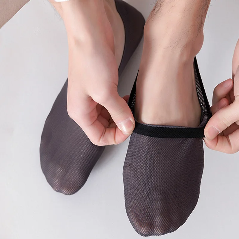 3Pairs Men Boat Socks Thin Breathable Soft Casual Summer Invisible Sock High Quality Solid Color Silicone Non-slip Low Cut Sox
