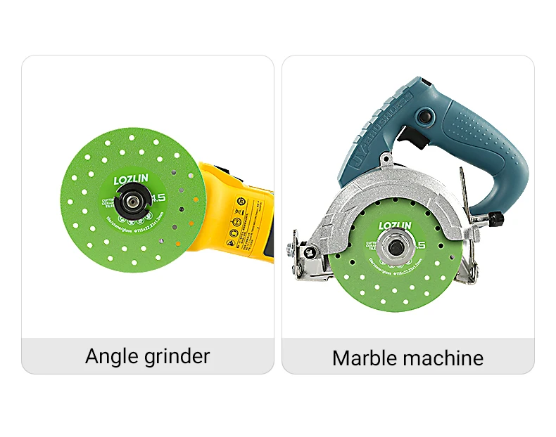 LOZLIN 3PCS 115mm Diamond Saw Blades For Cutting And Grinding Tile And Marble, Ceramic, 45 Degree Chamfered Cutting Disc Porous Design, Angle Grinder Tools