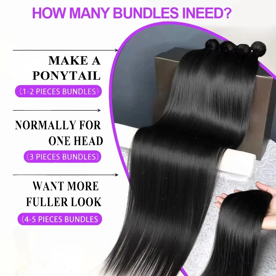 Bone Straight Bundles Human Hair 12A Unprocessed Virgin Raw Hair 1 3 4 Bundles Vietnamese 28 30 Inch Straight Human Hair Bundled Double Weft Hair Extensions