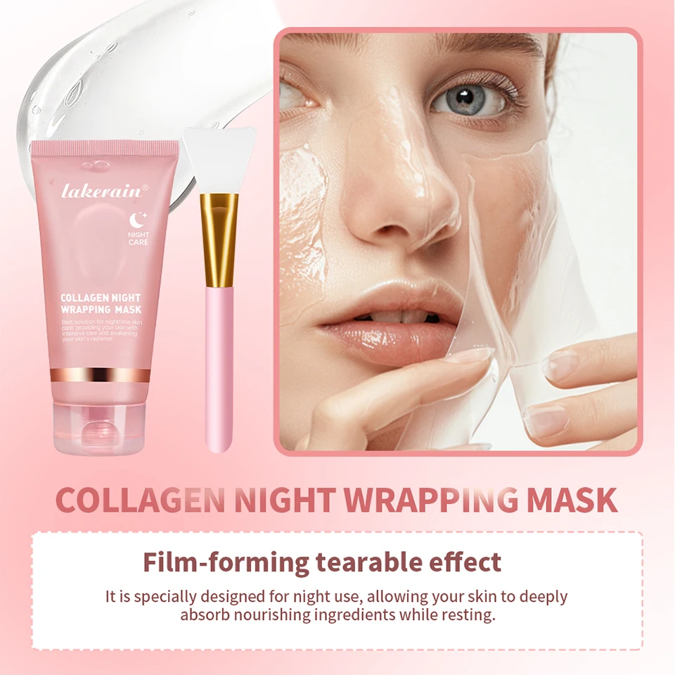 Collagen Overnight Wrapping Peel Off Facial Mask Moisturizing Reduce Fines Lines Dryness Hydration Brightening Korean Skin Care