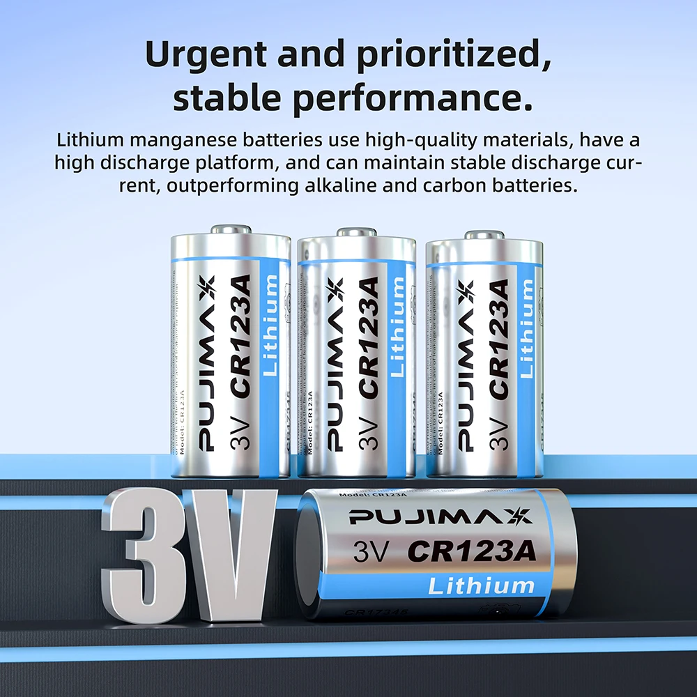 PUJIMAX 12PCS 123 Lithium 3V Arlo Camera Battery CR123A CR17345 DL123A EL123A 123A Disposable Battery Flashlight Smoke Detectors