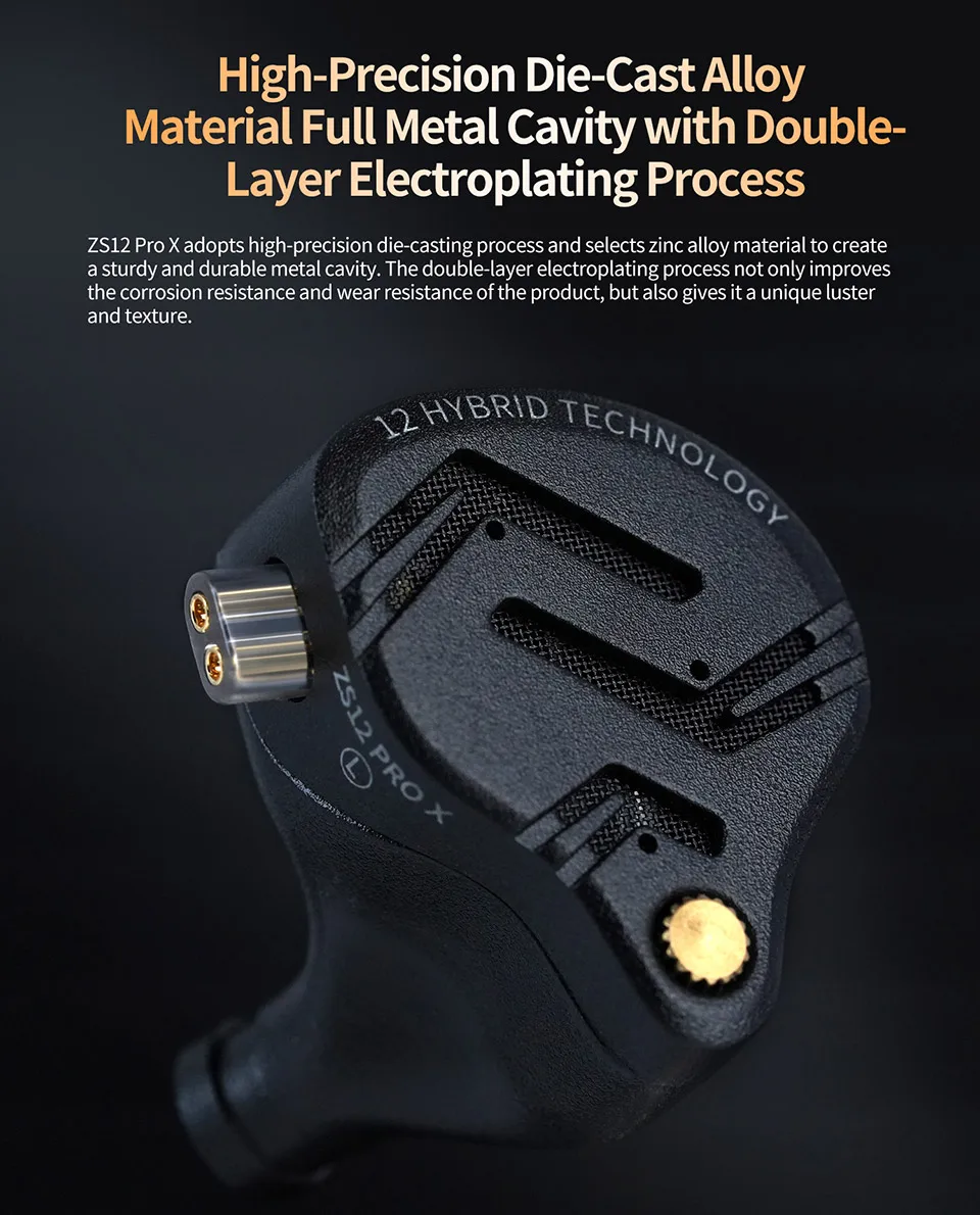 KZ ZS12 PRO X in Ear Monitor IEM Headphones 1DD 5BA Hybrid Wired Gaming Earbuds HiFi Earphones with 2PIN Cable Tunable Full Metal IEM