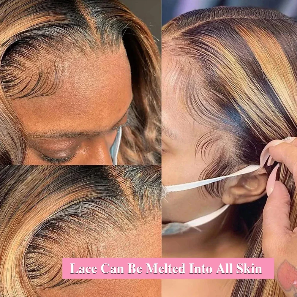 13x4 HD Highlight Wigs 13x6 Lace Front Human Hair Wigs For Women Honey Blonde Straight Hd Lace Frontal Wigs Human Hair 46 Inch