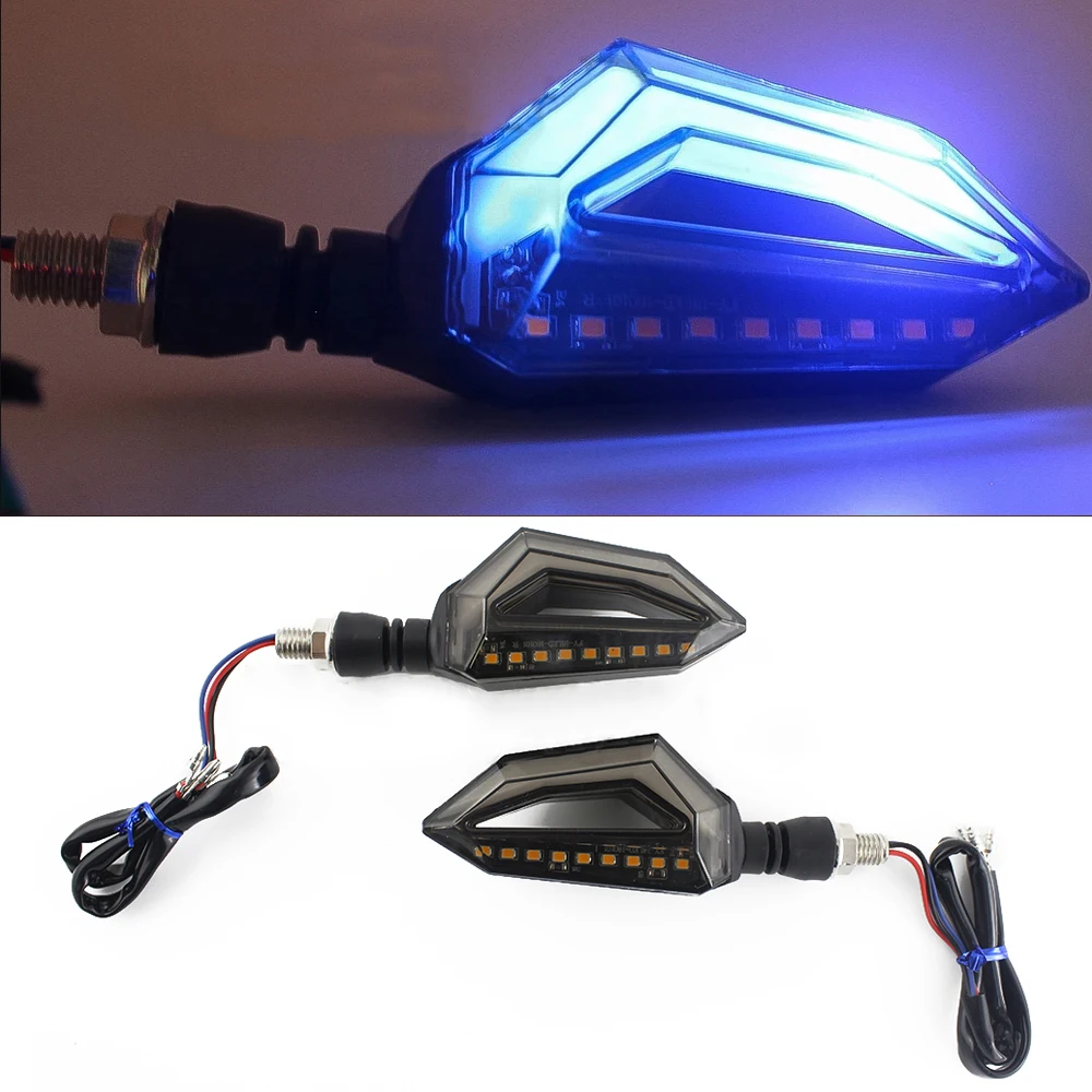 Universal Motorcycle Turn Signal Light Smoked Dual Color LED DRL Running Light Plug & Play 12V