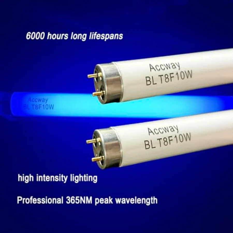 13'' BL T8 F10W Replacement Bulbs for Liba, Aspectek Black Blue Lighting Tube, 10Watt Linear F10T8/BL Fluorescent Lamps for 20W