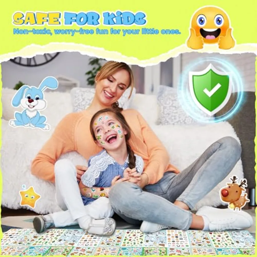 Stickers for,1300+ Cute Animals Water Bottle Sticker, 8 Sheets of Stickers with Different Theme Scrapbooking for Classroom, Chr