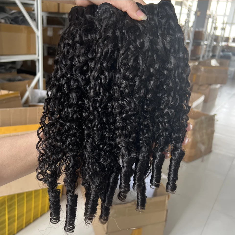 18A Burmese Curly Bundles Human Hair Water Wave 1 3 4 Bundle Raw Hair Extensions Natural Color Remy Weave Brazilian Wigs Original Human Hair