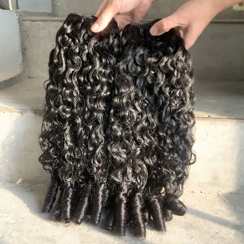 18A Burmese Curly Bundles Human Hair Water Wave 1 3 4 Bundle Raw Hair Extensions Natural Color Remy Weave Brazilian Wigs Original Human Hair