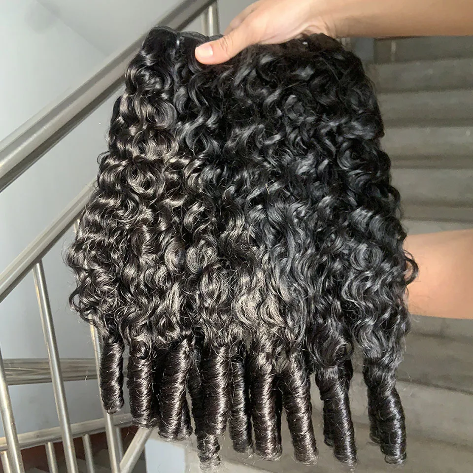 18A Burmese Curly Bundles Human Hair Water Wave 1 3 4 Bundle Raw Hair Extensions Natural Color Remy Weave Brazilian Wigs Original Human Hair