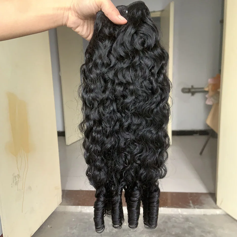 18A Burmese Curly Bundles Human Hair Water Wave 1 3 4 Bundle Raw Hair Extensions Natural Color Remy Weave Brazilian Wigs Original Human Hair