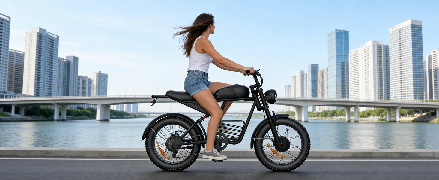 FLIWIN 3000W Dual Motors Electric Bike, 48V 35Ah Battery, 20" Fat Tire Ebike, 7-Speed with Dual Suspension, UL 2849, US Warehouse, 1 Year Warranty