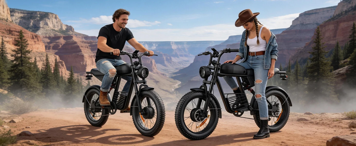 FLIWIN 3000W Dual Motors Electric Bike, 48V 35Ah Battery, 20" Fat Tire Ebike, 7-Speed with Dual Suspension, UL 2849, US Warehouse, 1 Year Warranty