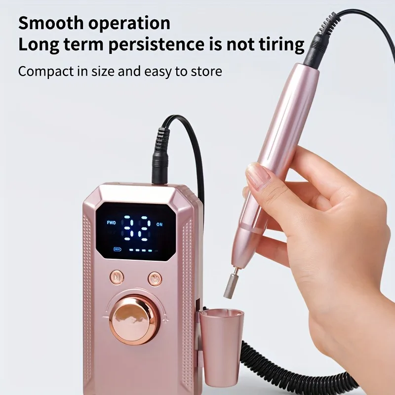 Rechargeable Electric Nail Drill Machine, Professional Nail Polisher with 11 Nail Drill Bits & 20 Sanding Bands, High Speed Manicure Tool for Salon & Home Use, Perfect Gift for Women