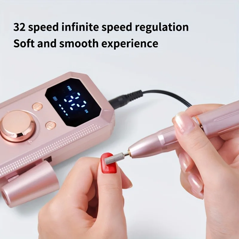 Rechargeable Electric Nail Drill Machine, Professional Nail Polisher with 11 Nail Drill Bits & 20 Sanding Bands, High Speed Manicure Tool for Salon & Home Use, Perfect Gift for Women