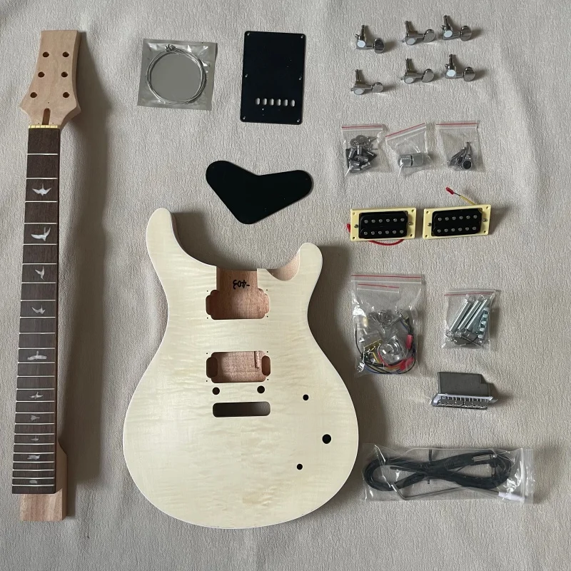 Double Swing DIY Electric Guitar Kit 24 Fret Maple Veneer Lower Flyer Inlay