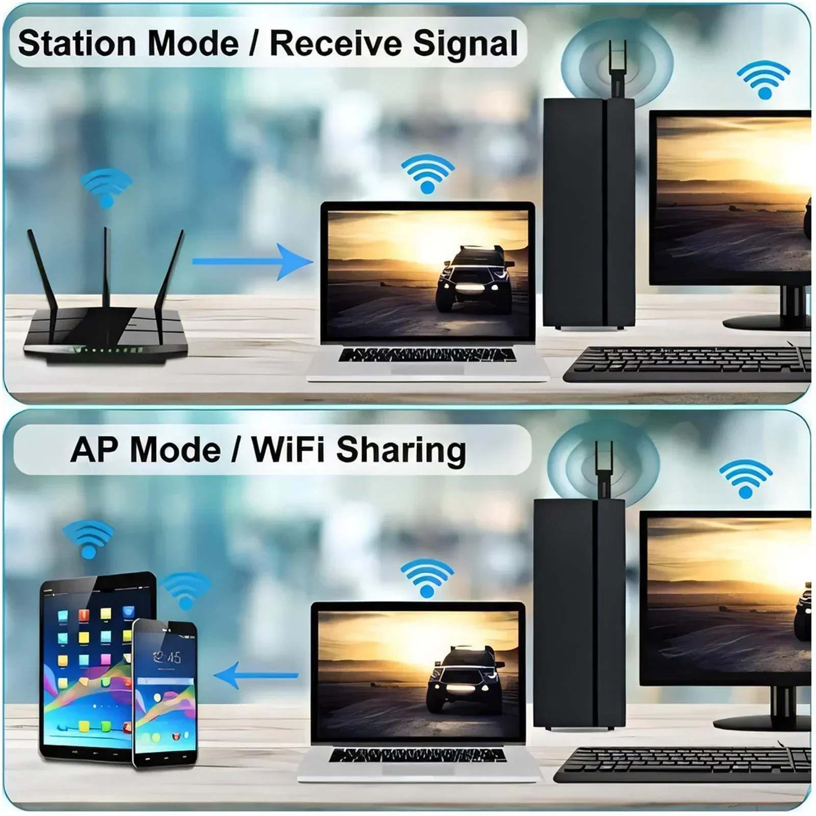 USB 3.0 WiFi Adapter 1300Mbps Dual Band 5GHz 2.4GHz High Gain Antenna Long Range Wireless Network Card for PC Laptop Desktop Windows 11 10 8 7 Vista XP Compatible with AC1300 802.11ac Internet Receiver