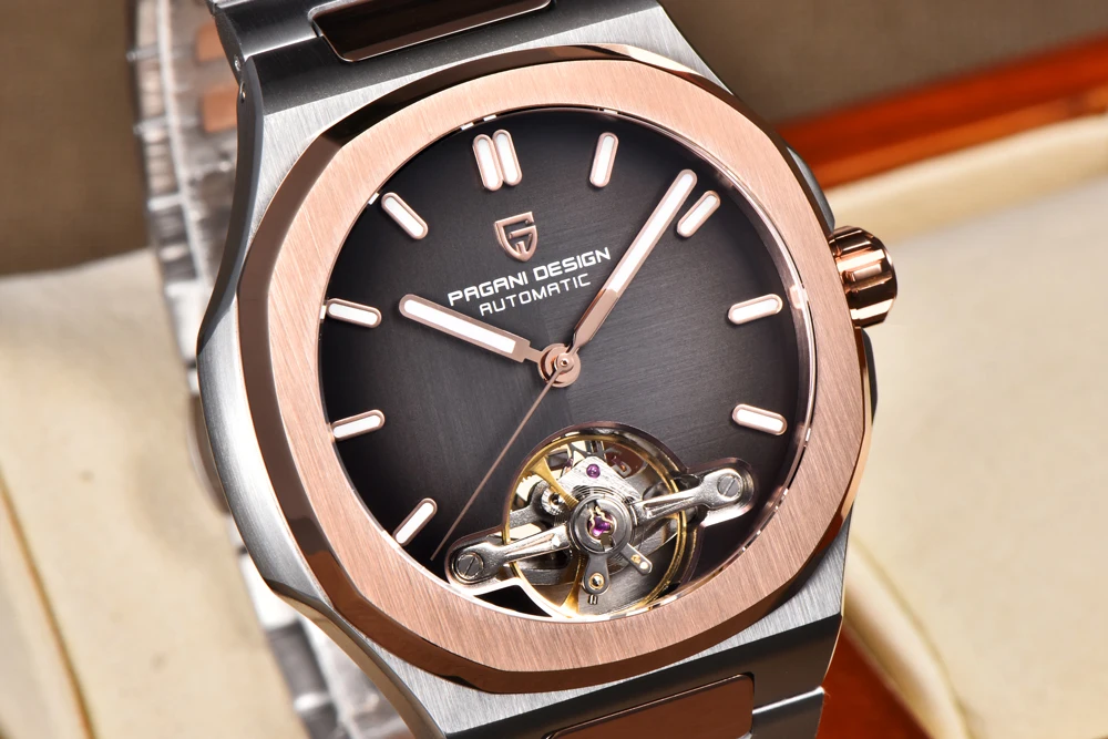 2026 New PAGANI DESIGN Tourbillon Men's Mechanical Watches Gold Luxury Automatic Watch For Men AR Sapphire Waterproof Luminous Hollow Stainless Steel Man Clock