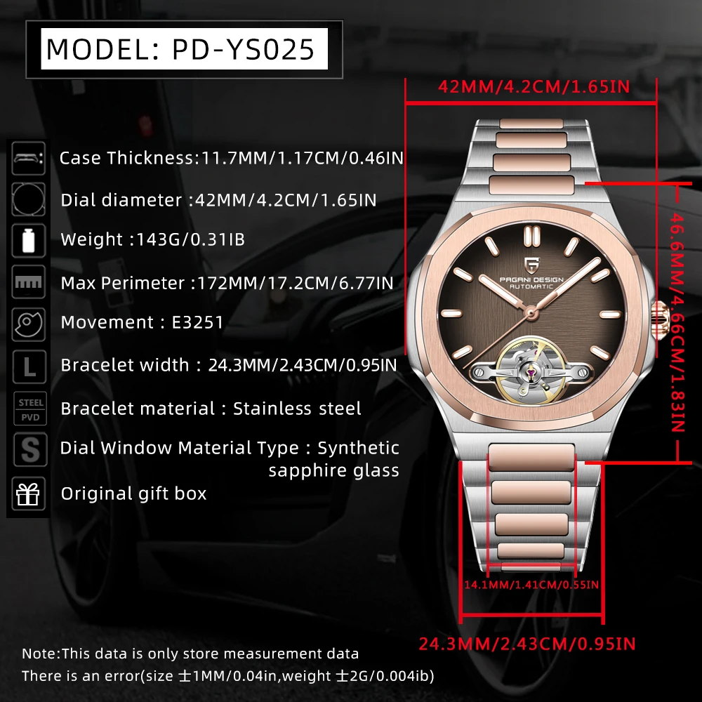2026 New PAGANI DESIGN Tourbillon Men's Mechanical Watches Gold Luxury Automatic Watch For Men AR Sapphire Waterproof Luminous Hollow Stainless Steel Man Clock