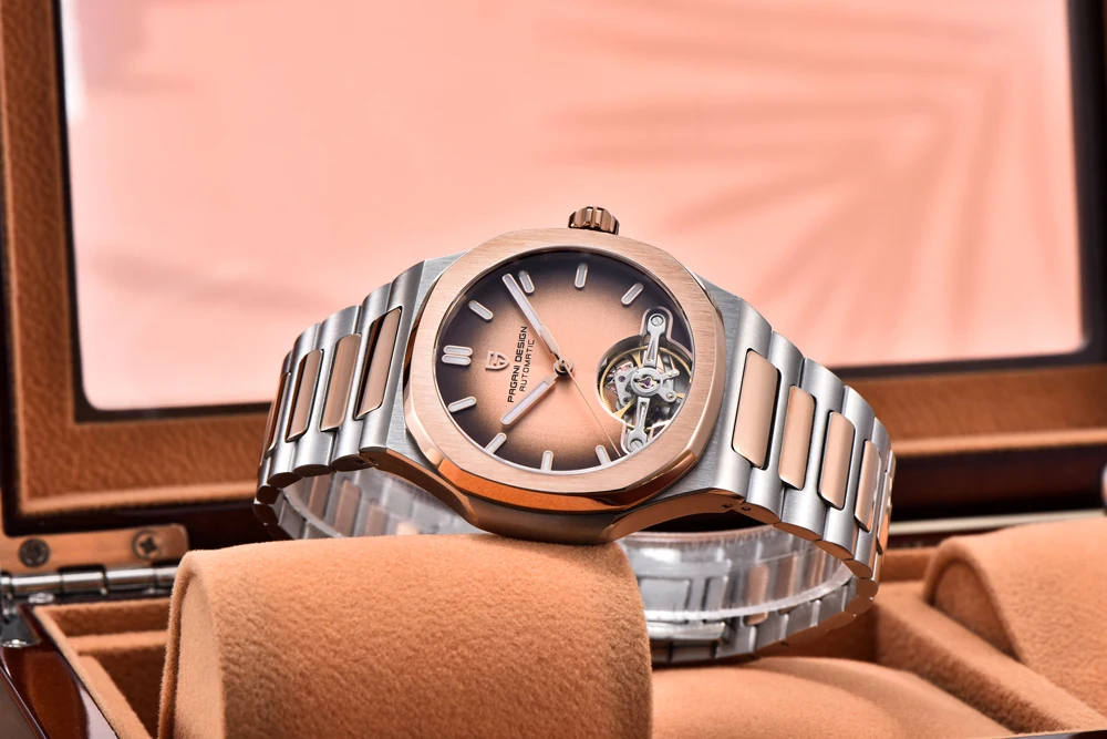 2026 New PAGANI DESIGN Tourbillon Men's Mechanical Watches Gold Luxury Automatic Watch For Men AR Sapphire Waterproof Luminous Hollow Stainless Steel Man Clock
