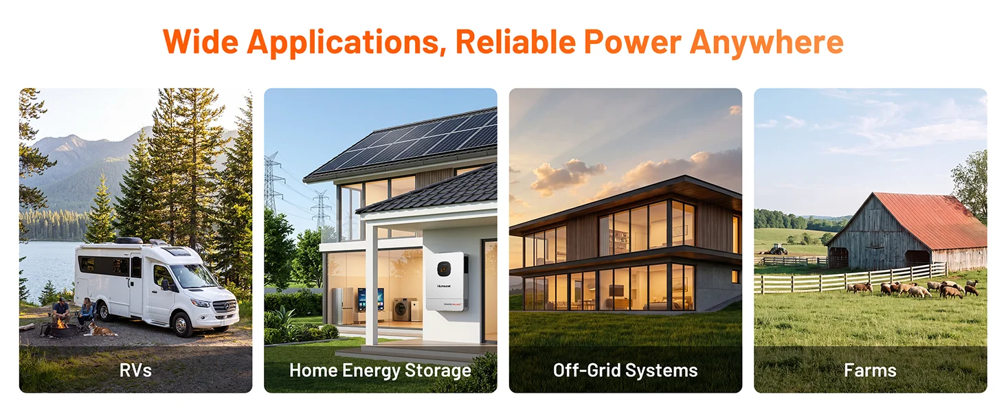 Humsienk 48V 12KW/8KW 3-in-1 Solar Hybrid Inverter, Dual MPPT, 120V/240V Split/Single Phase, 12kW Pure Sine Wave Output, Safety Protections, With USB/RS485/CAN, LCD Display & Remote Monitoring For Off-Grid System