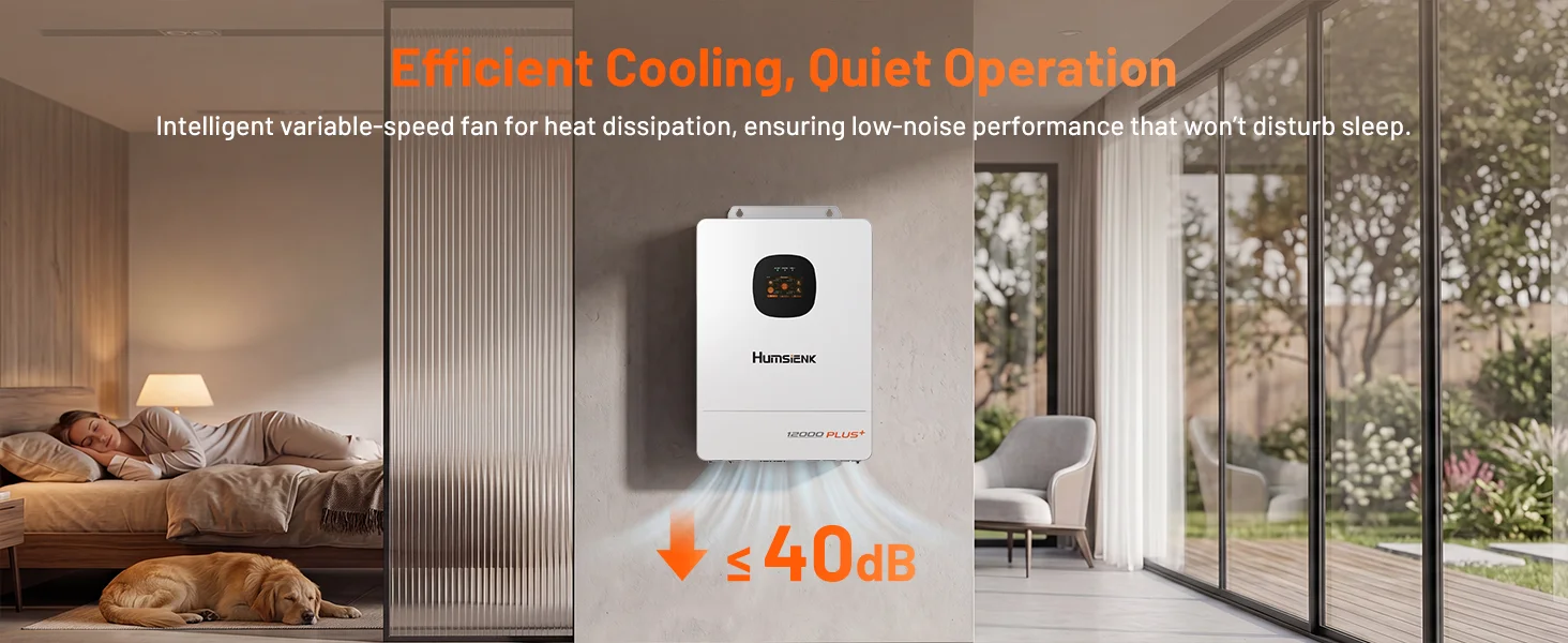 Humsienk 48V 12KW/8KW 3-in-1 Solar Hybrid Inverter, Dual MPPT, 120V/240V Split/Single Phase, 12kW Pure Sine Wave Output, Safety Protections, With USB/RS485/CAN, LCD Display & Remote Monitoring For Off-Grid System