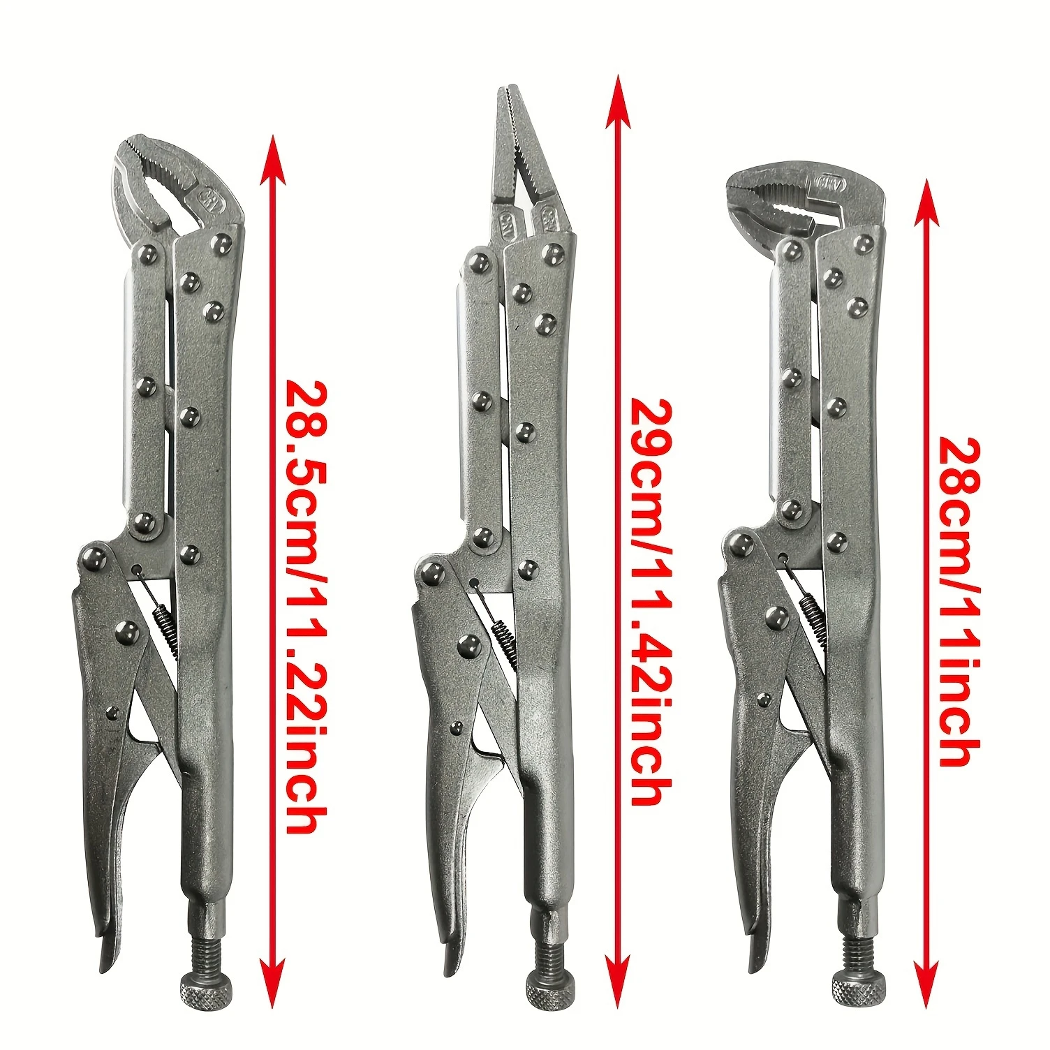 3 Pieces 1/2" 3/8" 1/4" 100-Tooth Quick-Release Ratchet-Wrench Set And 3 Pieces 12" Locking Pliers Set - Straight/45°/90° Angled Jaws for Hard-to-Reach Gripping & Clamping