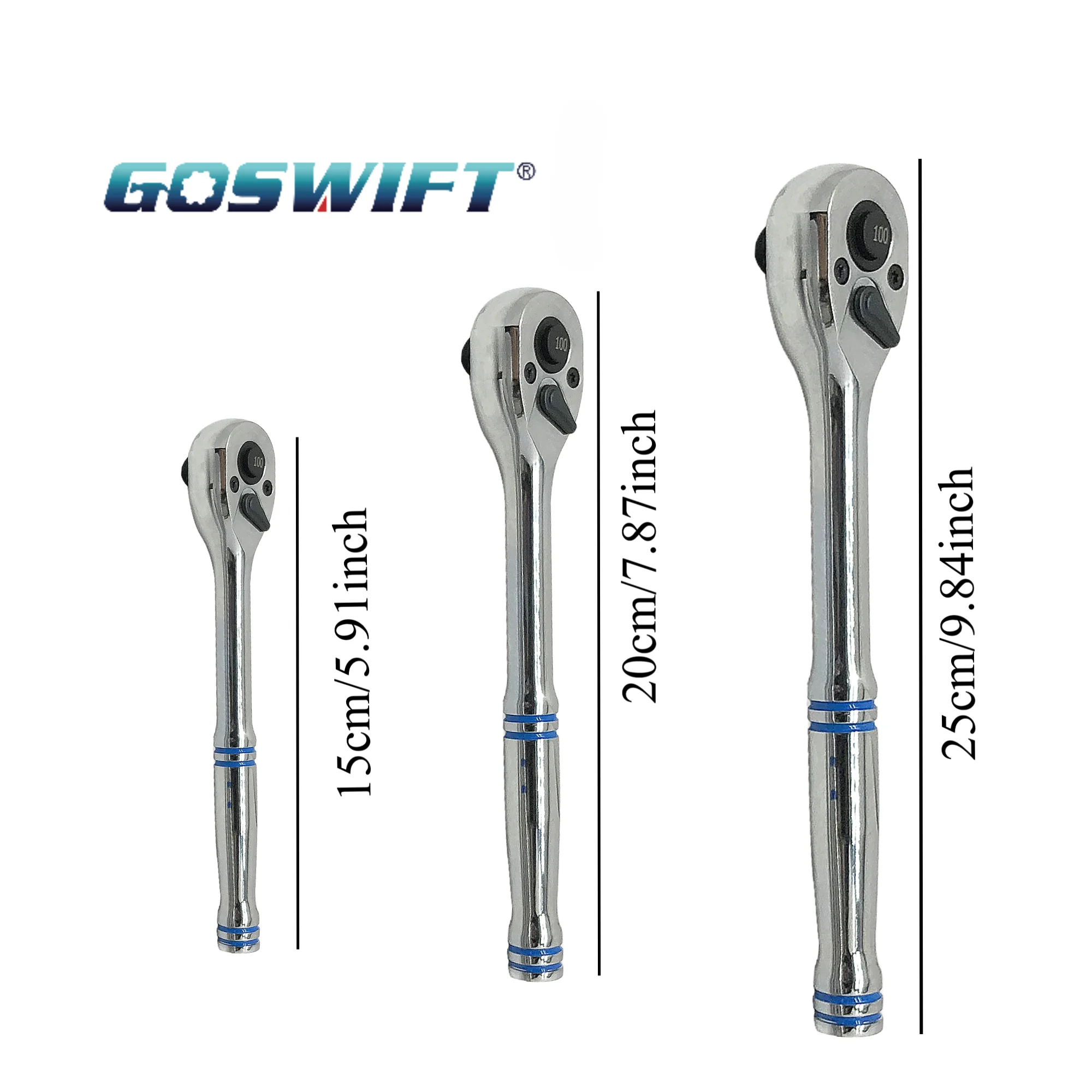 3 Pieces 1/2" 3/8" 1/4" 100-Tooth Quick-Release Ratchet-Wrench Set And 3 Pieces 12" Locking Pliers Set - Straight/45°/90° Angled Jaws for Hard-to-Reach Gripping & Clamping
