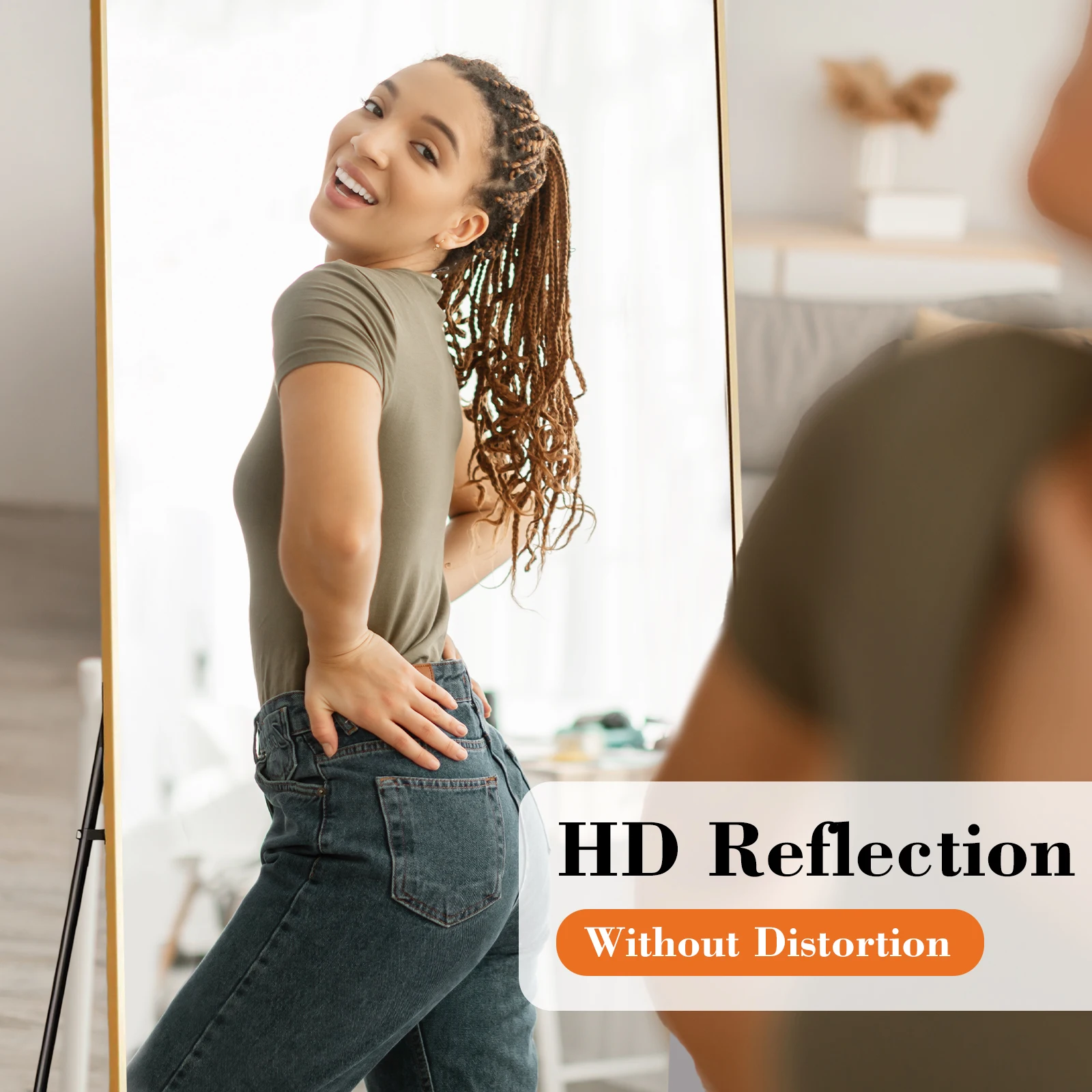 JHK 56"x21" Full Length Mirror with Aluminum Alloy Frame Leaning or Standing Full Length Mirror with Stand Floor Body Wall-Mounted Mirrors Suitable For Bedroom Bathroom