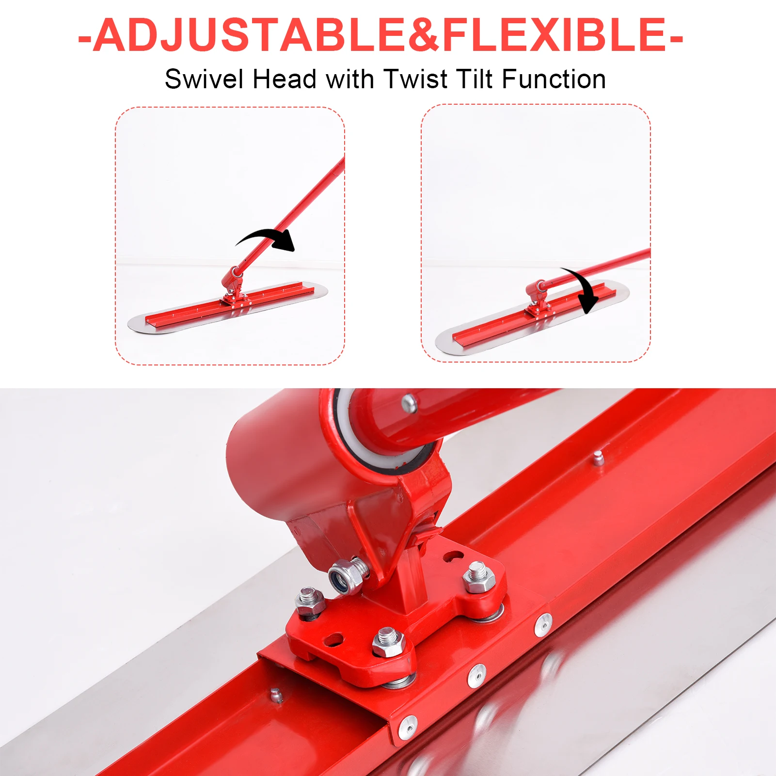 Stainless Steel Concrete Bull Float Kit 47x11.8 inch Heavy Duty Cement Finishing Tool with 4 Extension Handles and Adjustable Bracket for Smoothing Leveling Driveway Patio Garage Floor Slab
