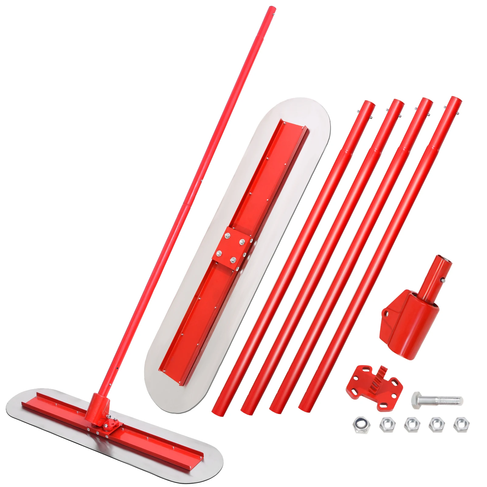 Stainless Steel Concrete Bull Float Kit 47x11.8 inch Heavy Duty Cement Finishing Tool with 4 Extension Handles and Adjustable Bracket for Smoothing Leveling Driveway Patio Garage Floor Slab