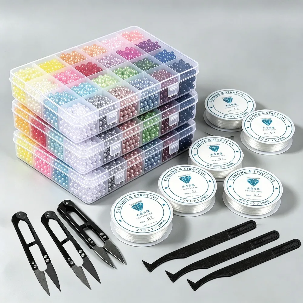 3 Box Jewelry Making Kits 4320pcs 24 Colors Acrylic Imitation Pearl Spacer Beads Set for Diy Necklace, Earring, Bracelet, Hairclips and Handmade Bradied Handbag - Perfect Gift for Wedding, Party Handicraft Enthusiast