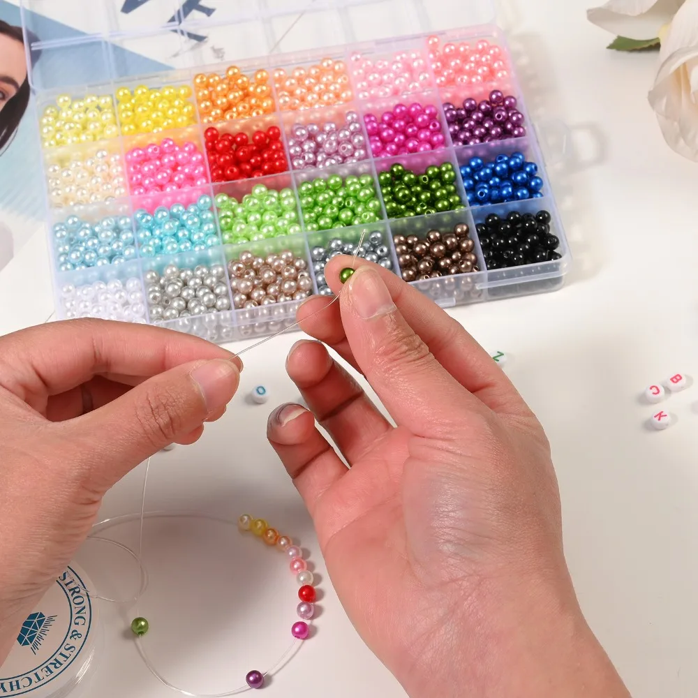 3 Box Jewelry Making Kits 4320pcs 24 Colors Acrylic Imitation Pearl Spacer Beads Set for Diy Necklace, Earring, Bracelet, Hairclips and Handmade Bradied Handbag - Perfect Gift for Wedding, Party Handicraft Enthusiast