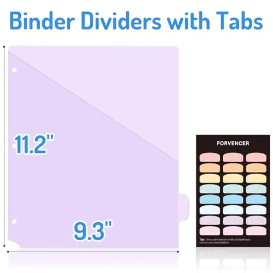 8 Count Dividers for 3 Ring Binder, 8 tabs Binder Dividers with Pocket for US Letter Size, Binder Dividers with Tabs for School