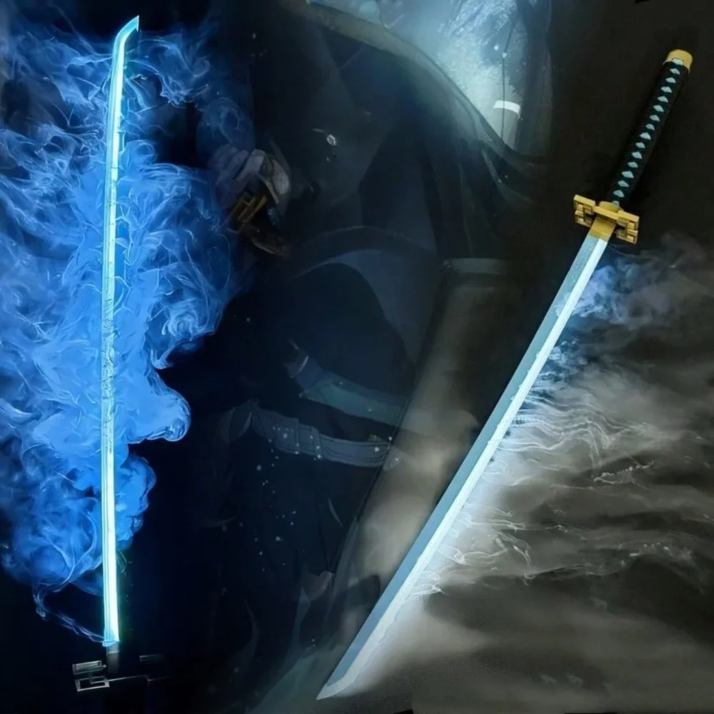 Demon Slayer 104cm 40in Triple Style Combo Plastic LED Smoke Fog Effect Katana Sword Safe Unsharpened Cosplay Display Photo Prop