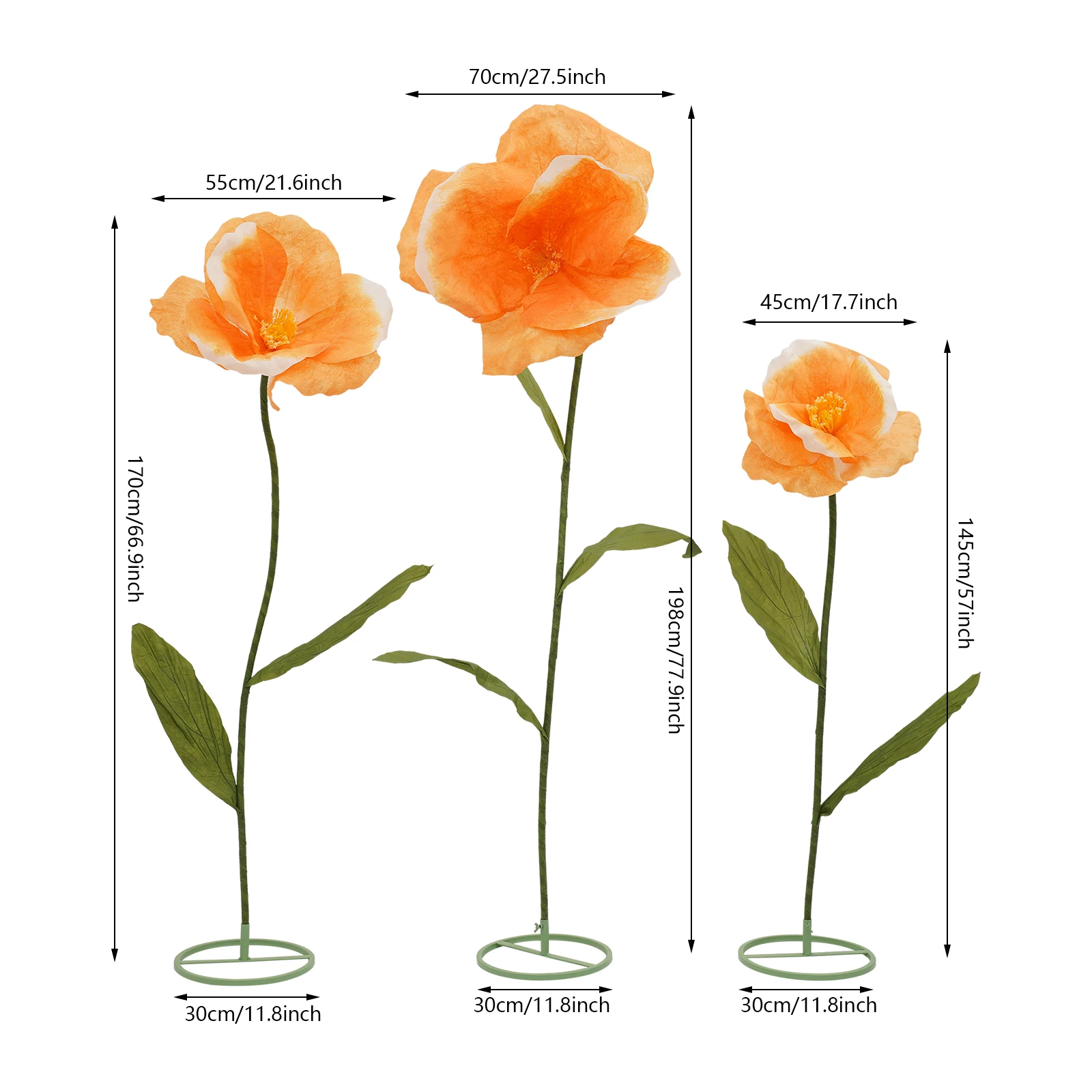 198CM Large Artificial Flowers for DIY Floral Arrangements Decorative Road Lead Giant Wedding Decoration Fake Flower Backdrop Decoration for Garden Party  Bouquet Home Garden Decor 198CM 170CM 145CM