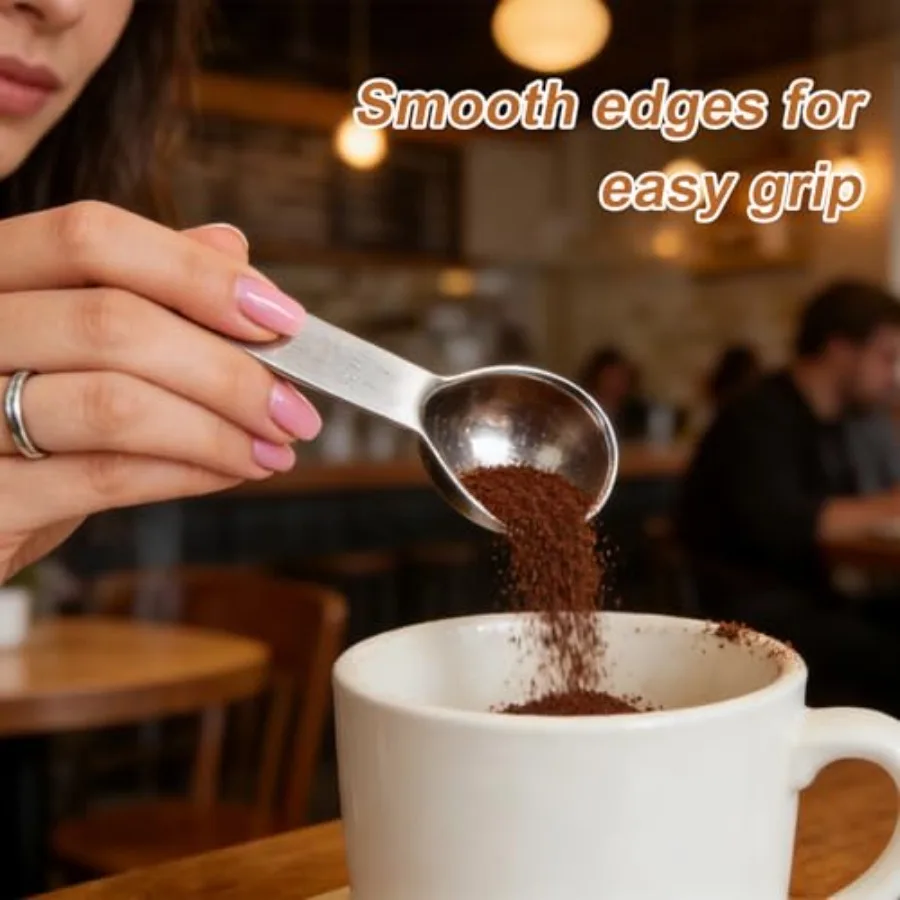 2 Pack 15ml 1 Tablespoon 304 Stainless Steel Coffee Scoop, Short Handle Measuring Spoon for Ground Coffee/Beans, Fits in Canist