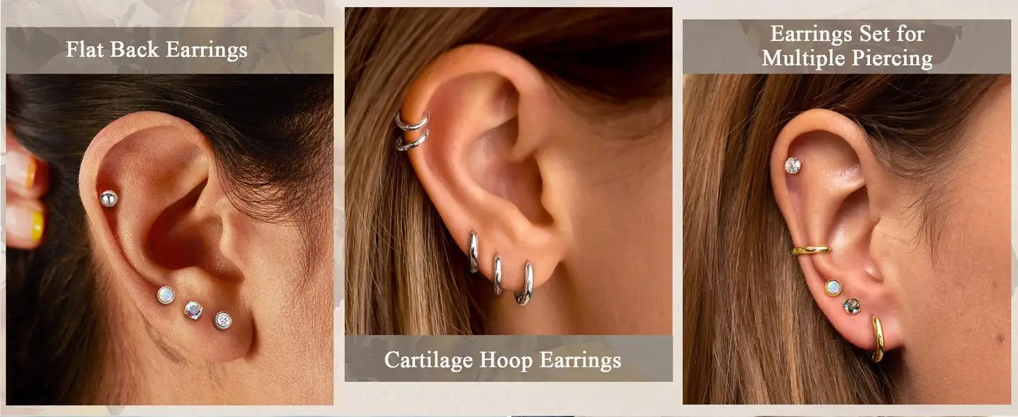Surgical Steel Earrings for Sensitive Ears Hypoallergenic 20G Stainless Steel Stud Hoop Earrings for Women Men Small Opal Ball CZ Surgical Steel Flat Back Earrings Cartilage Earrings Hoop Stud