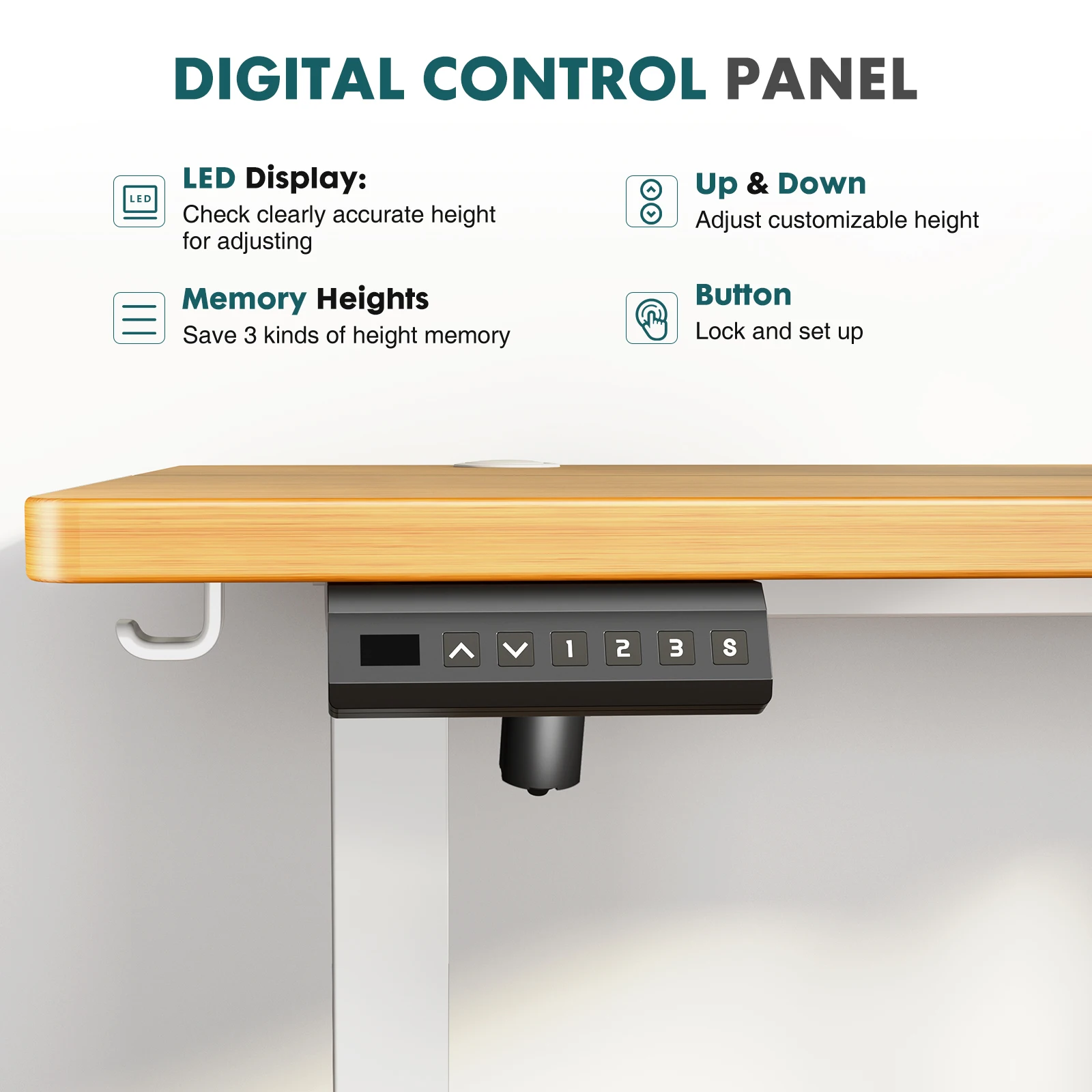 MCQ 55x24 Inch Electric Office Computer Desk with Wooden Desktop Ergonomic Height Adjustable Gaming Corner Table for Home Office
