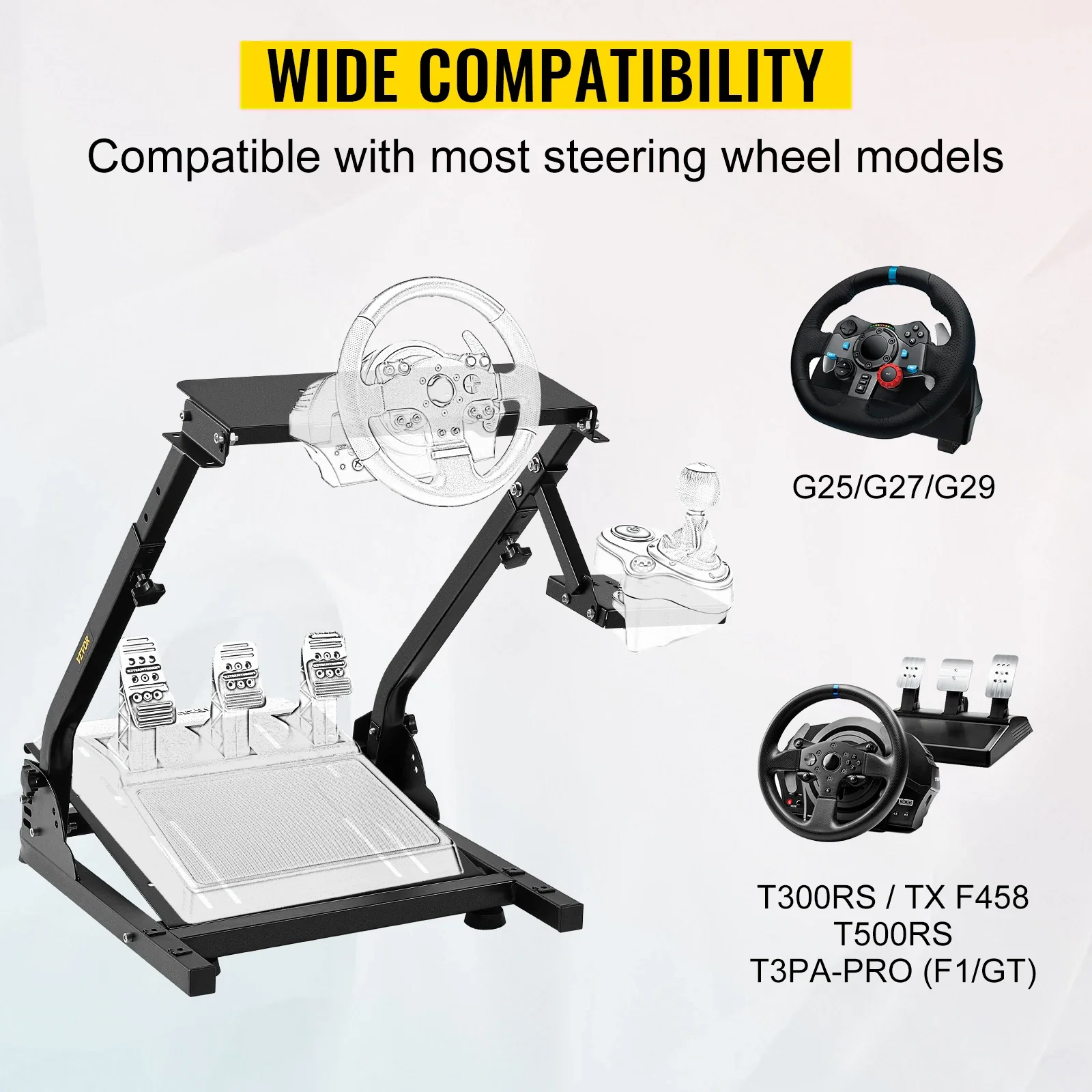 SIHAO Gaming Wheel Stand G27 G29 G920 T300R, Racing Simulator Steering Support for Xbox PS4 PlayStation, Cockpit Mount Stand