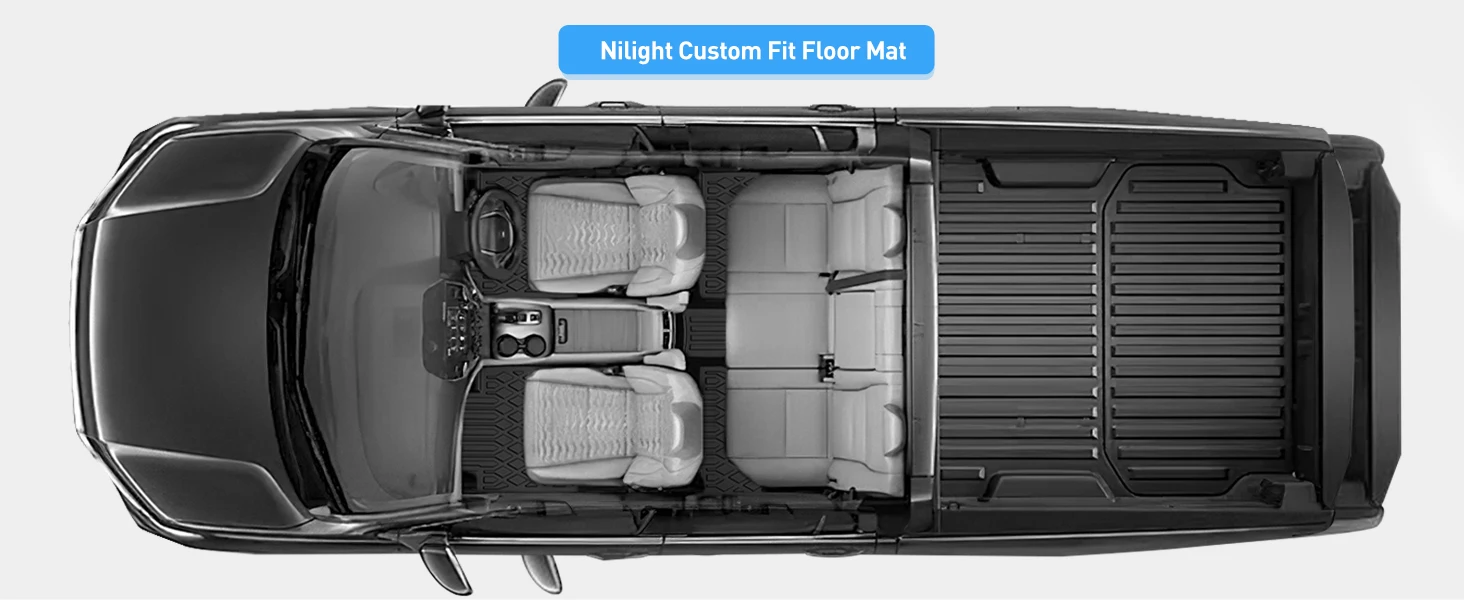 Nilight Floor Mats for Tesla Cybertruck Cyber Truck 2023 2024 2025 2026 All Weather Custom Fit Heavy Duty Floor Liners