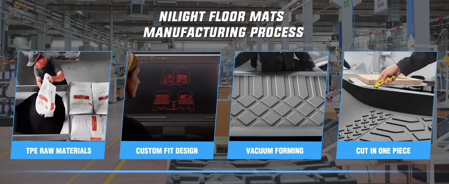 Nilight Floor Mats for Tesla Cybertruck Cyber Truck 2023 2024 2025 2026 All Weather Custom Fit Heavy Duty Floor Liners