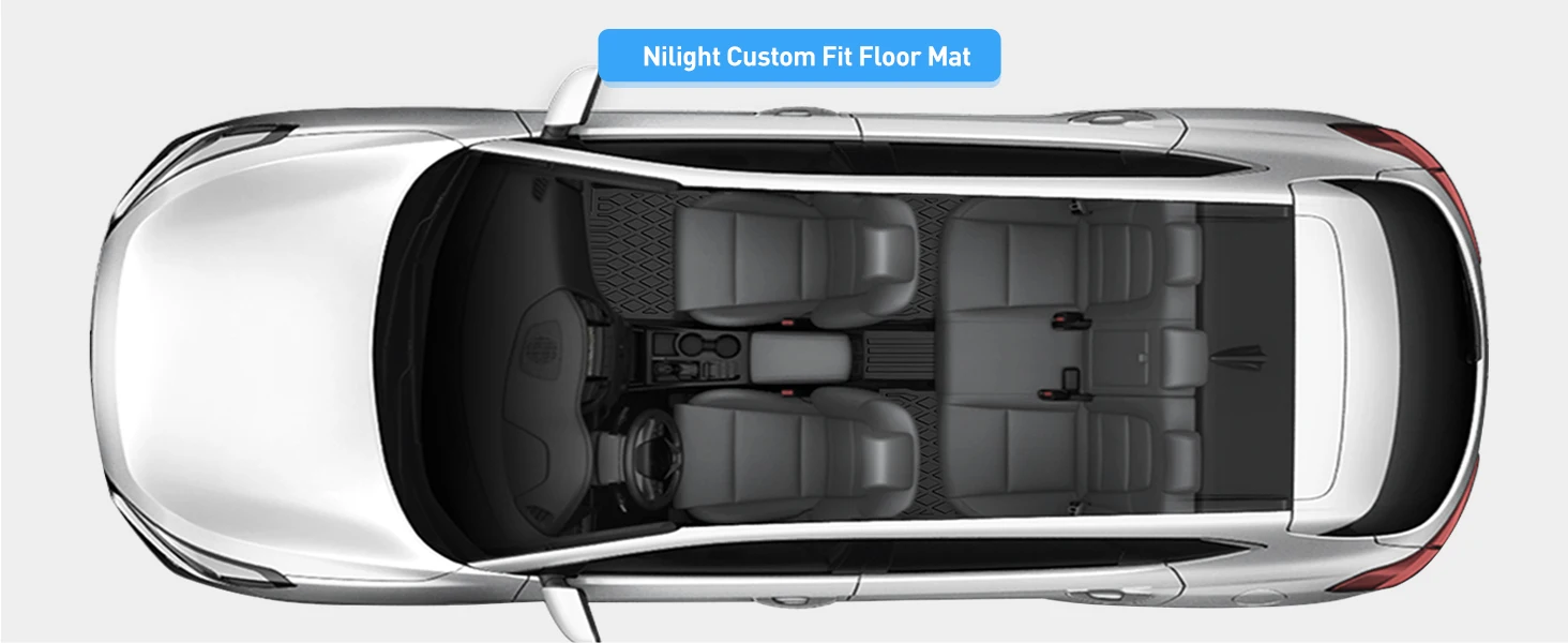 Nilight Floor Mats for Tesla Cybertruck Cyber Truck 2023 2024 2025 2026 All Weather Custom Fit Heavy Duty Floor Liners