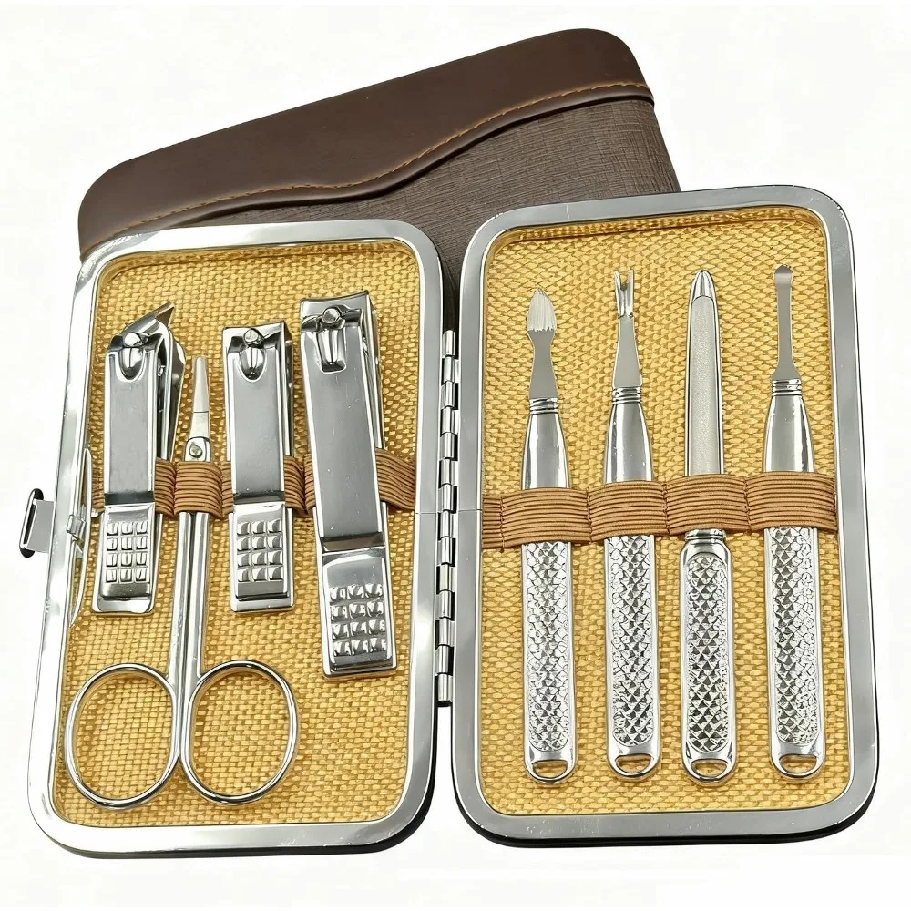 Professional Nail Clippers Kit with Travel Case and Leather Case for Manicure and Pedicure