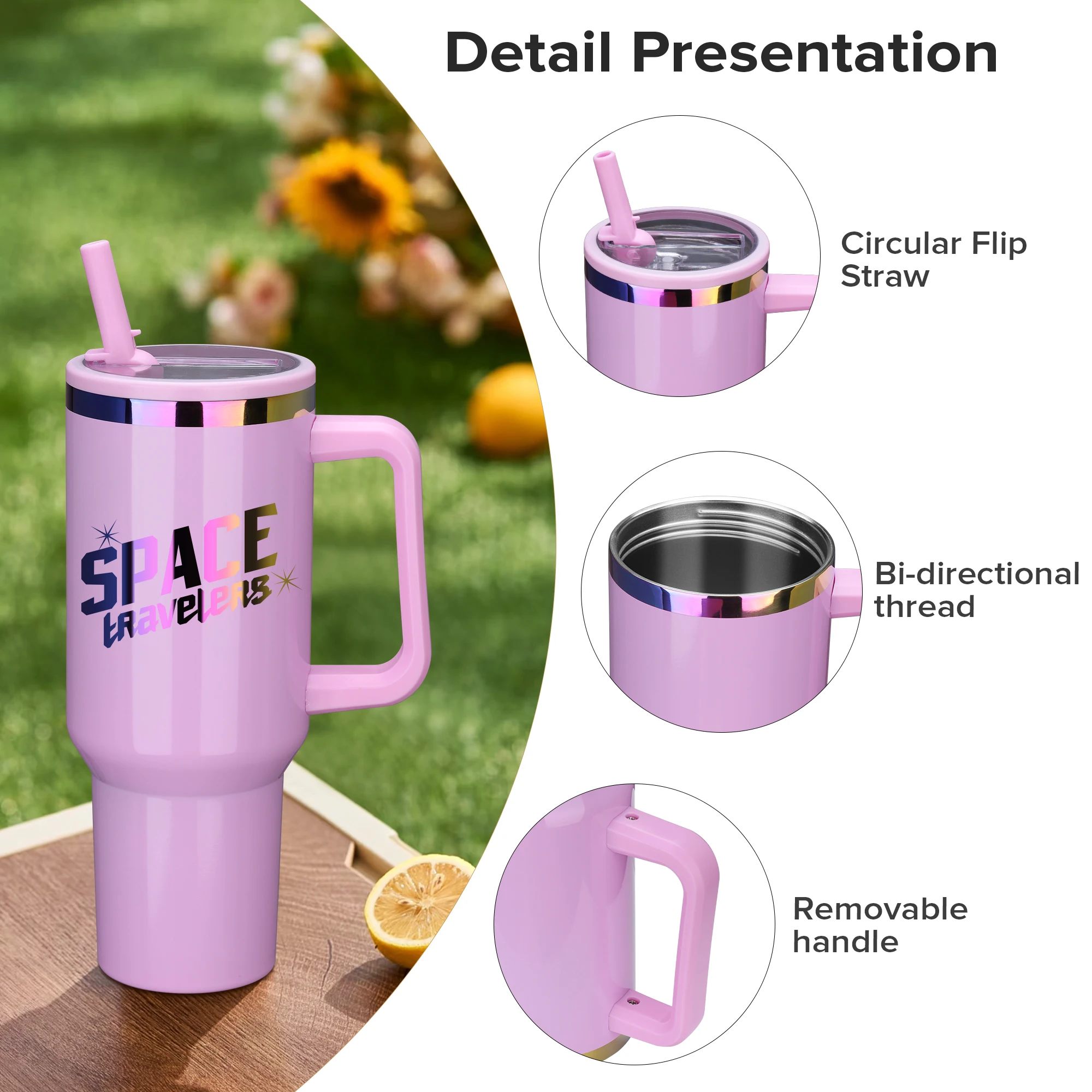 12 Pack 40 oz Rainbow Wide Mouth Tumbler with Handle, Suitable for Laser Engraving, Keeping Hot and Cold (Color Mixing)